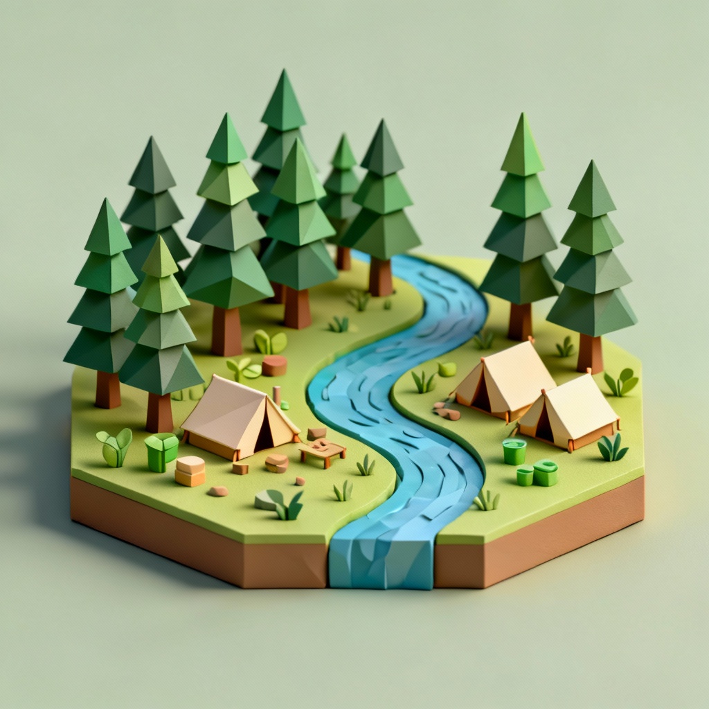 AI low poly forest environment diorama