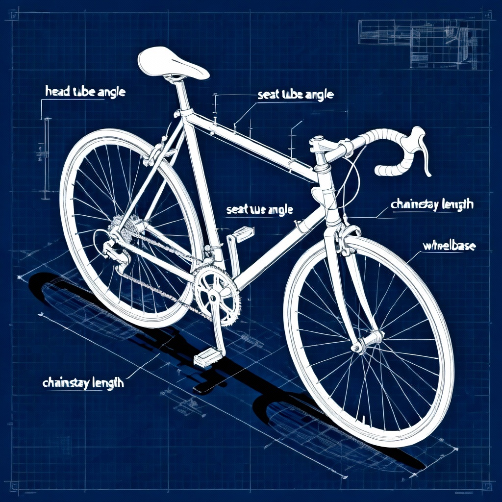 AI bicycle technical blueprint diagram