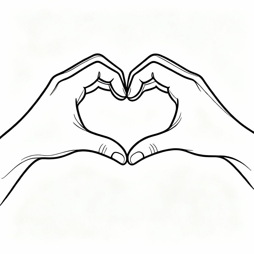 Continuous line drawing of hands gesture