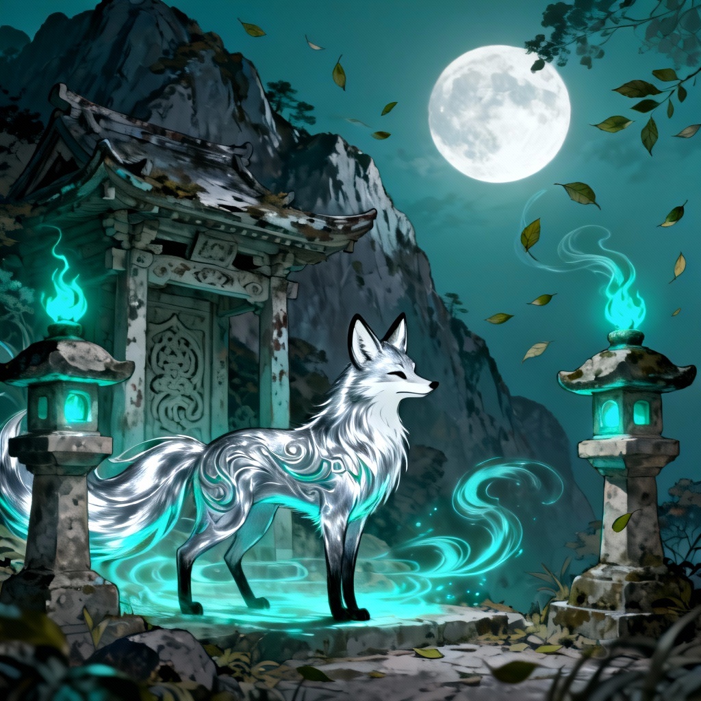 Mythic shrine guardian fox spirit