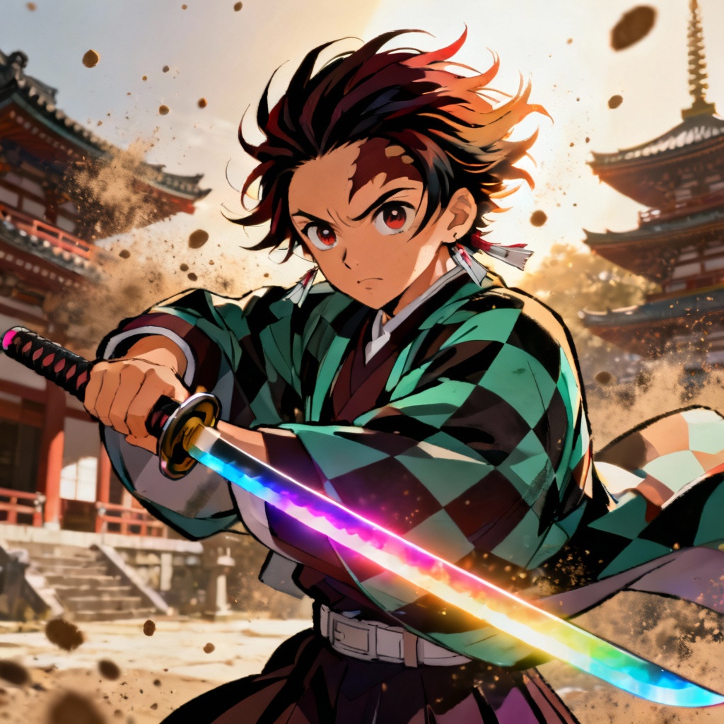 AI Demon Slayer character OC portrait with glowing katana