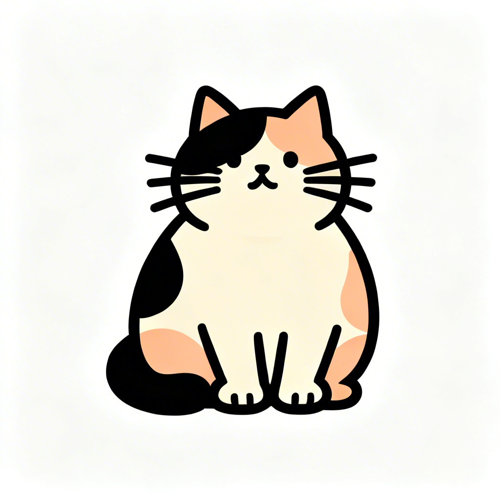 Minimal vector logo of a round chubby cat