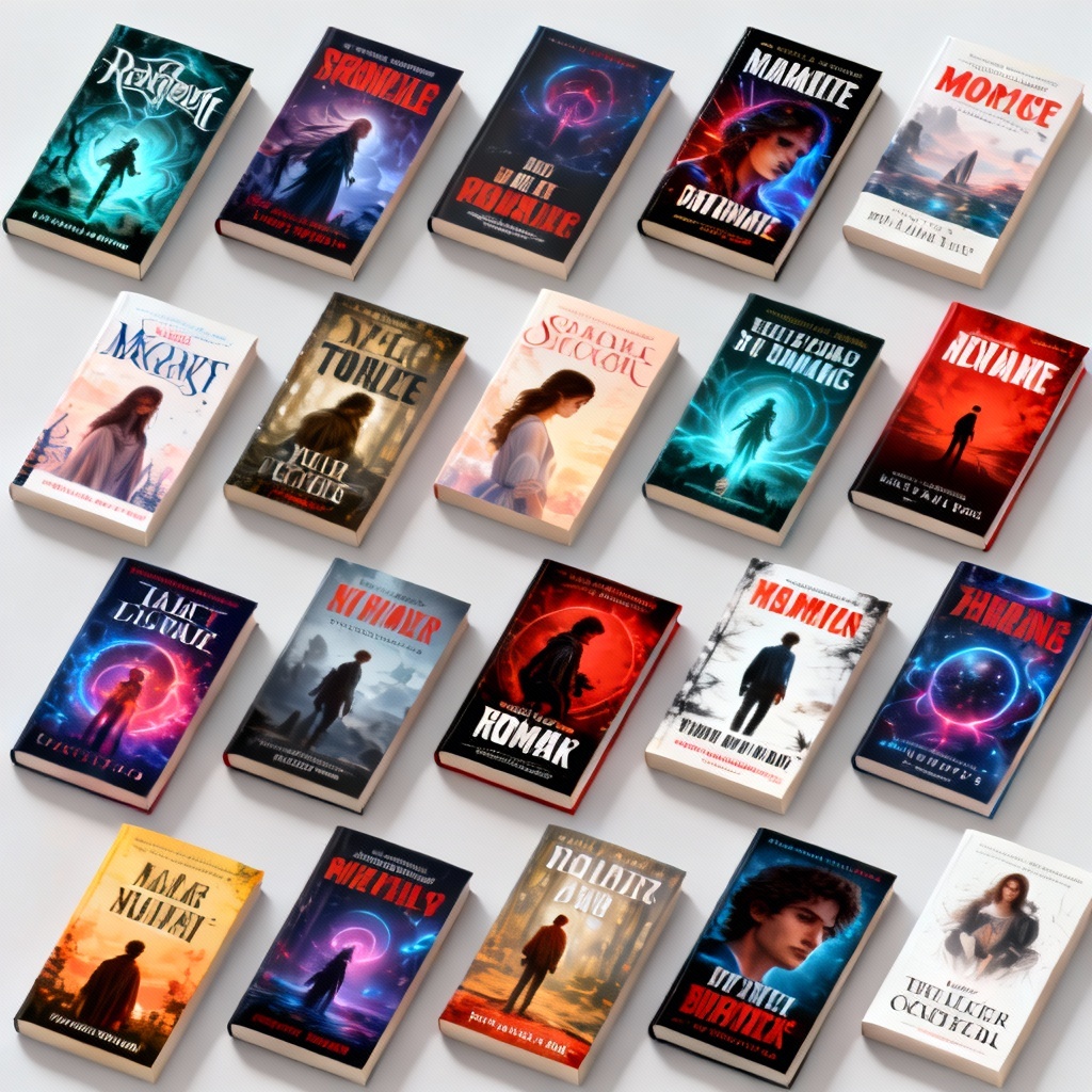 AI generated book cover montage across genres