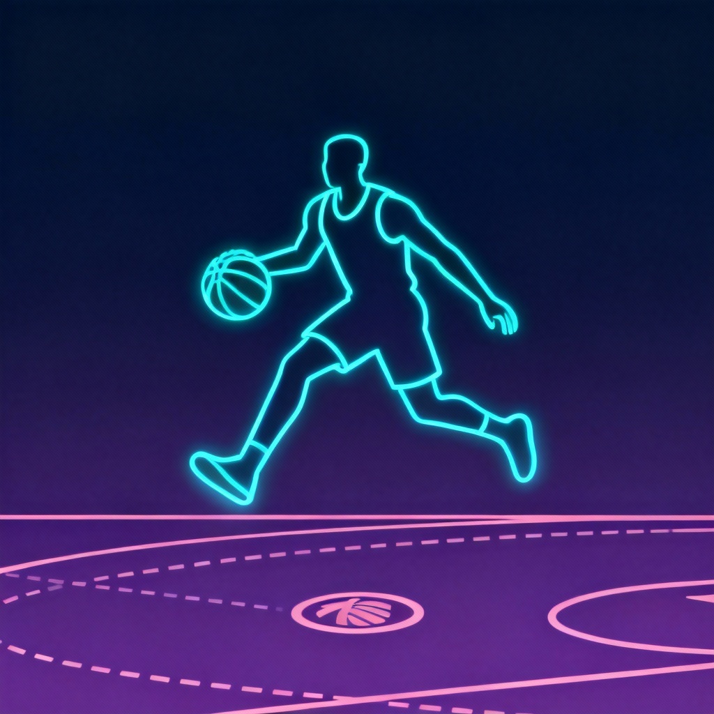NBA AI neon minimalist wallpaper outline
