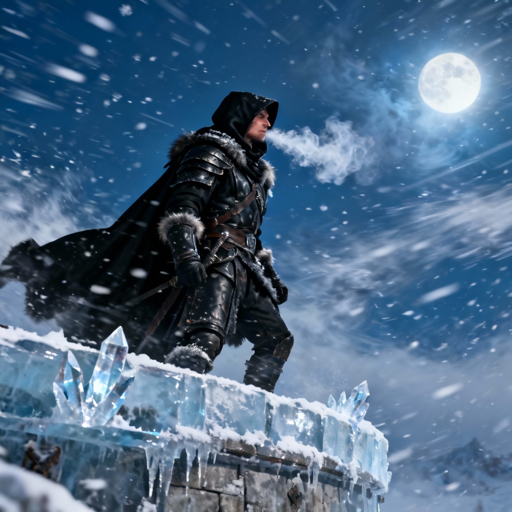 AI Night Watch on ice wall