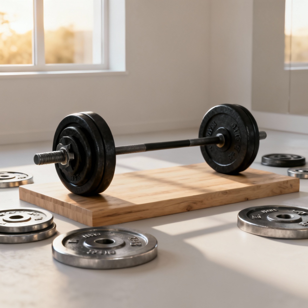 AI minimalist home gym barbell setup