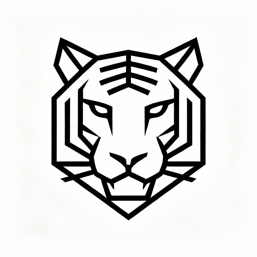 Monoline vector logo of a white tiger head
