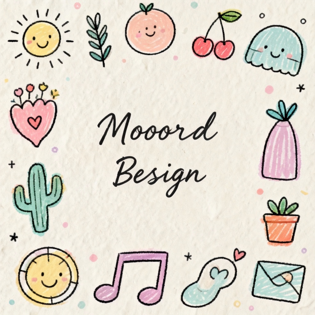 AI indie hand-drawn album cover with doodles and pastel colors