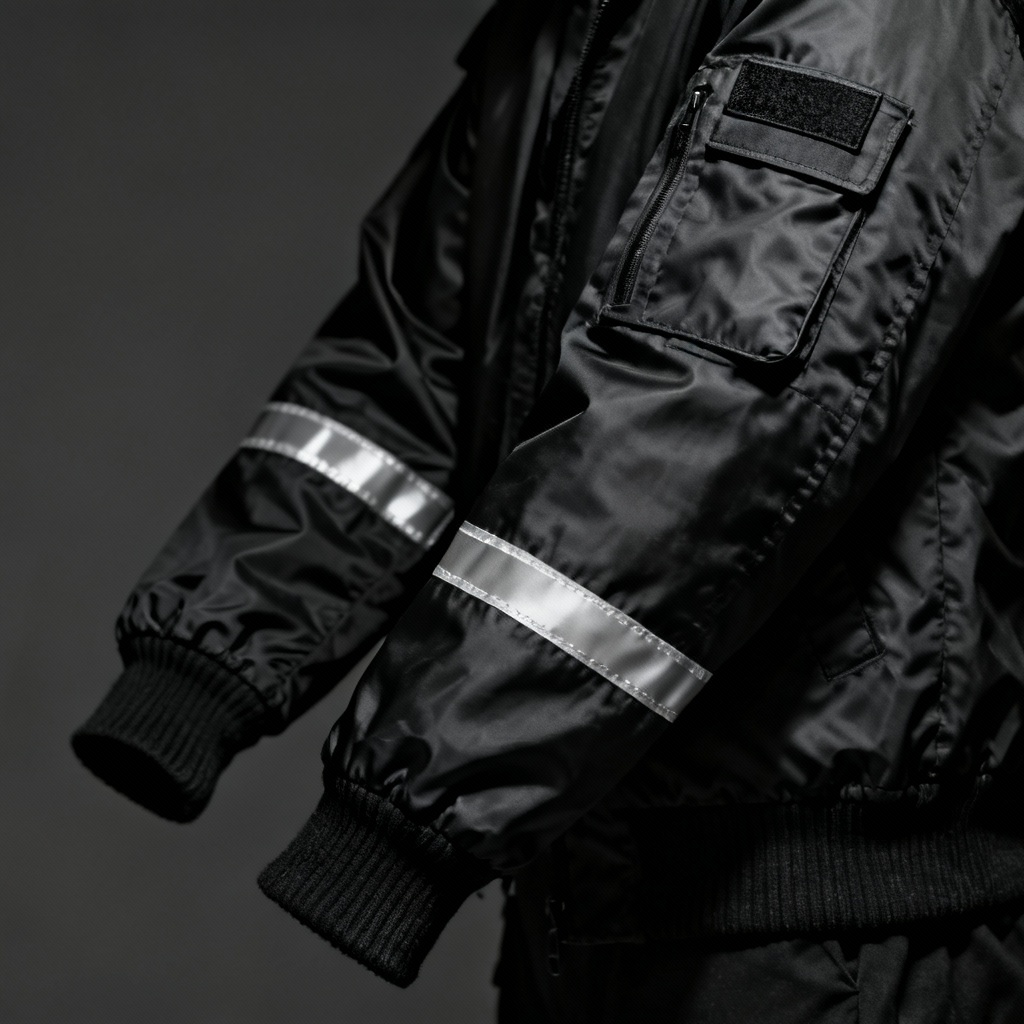 AI security bomber uniform jacket with reflective tape