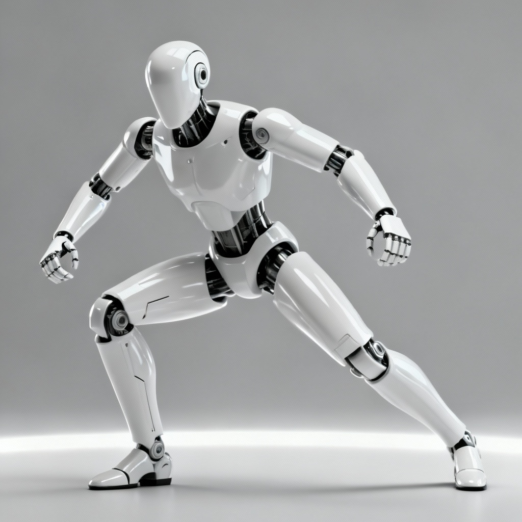 AI glossy white android body render