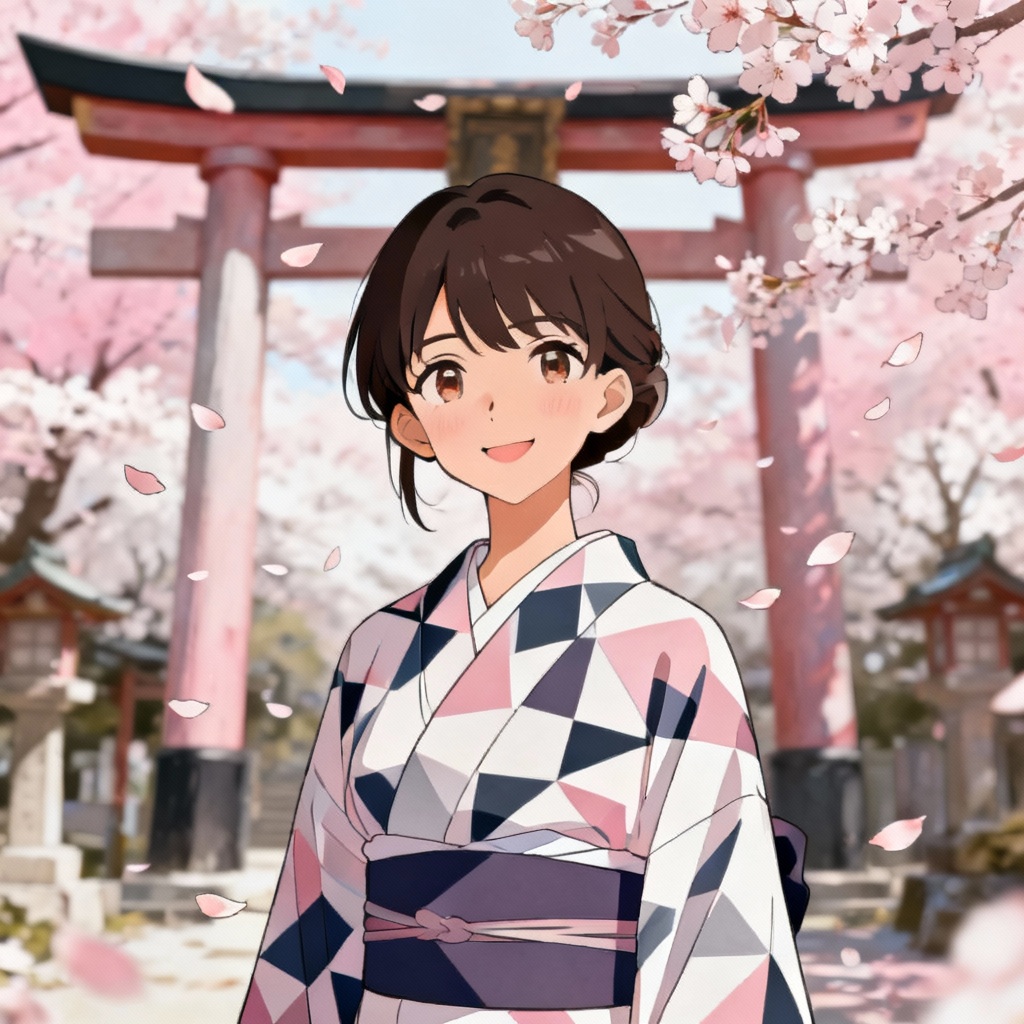 Sakura shrine wafu surrounded by cherry blossoms