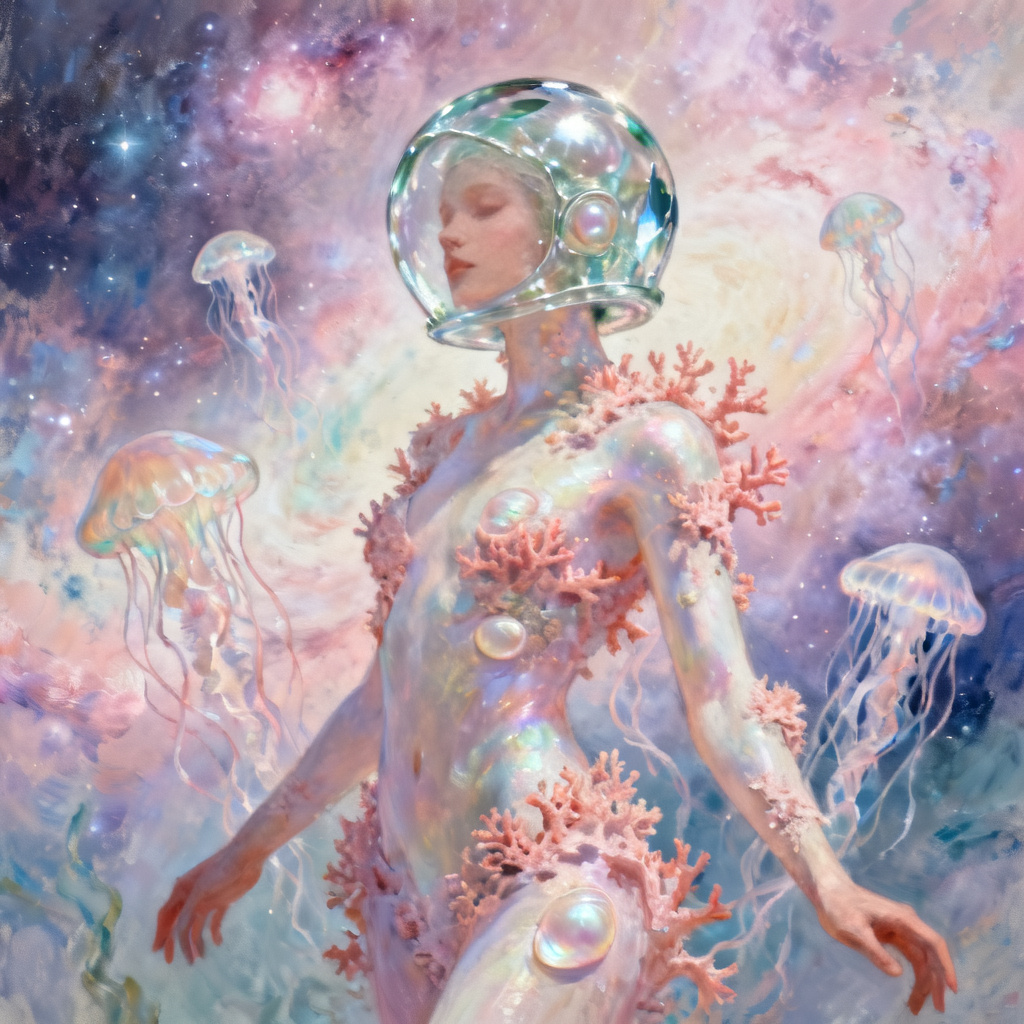 AI alien OC coral nebula diplomat concept art