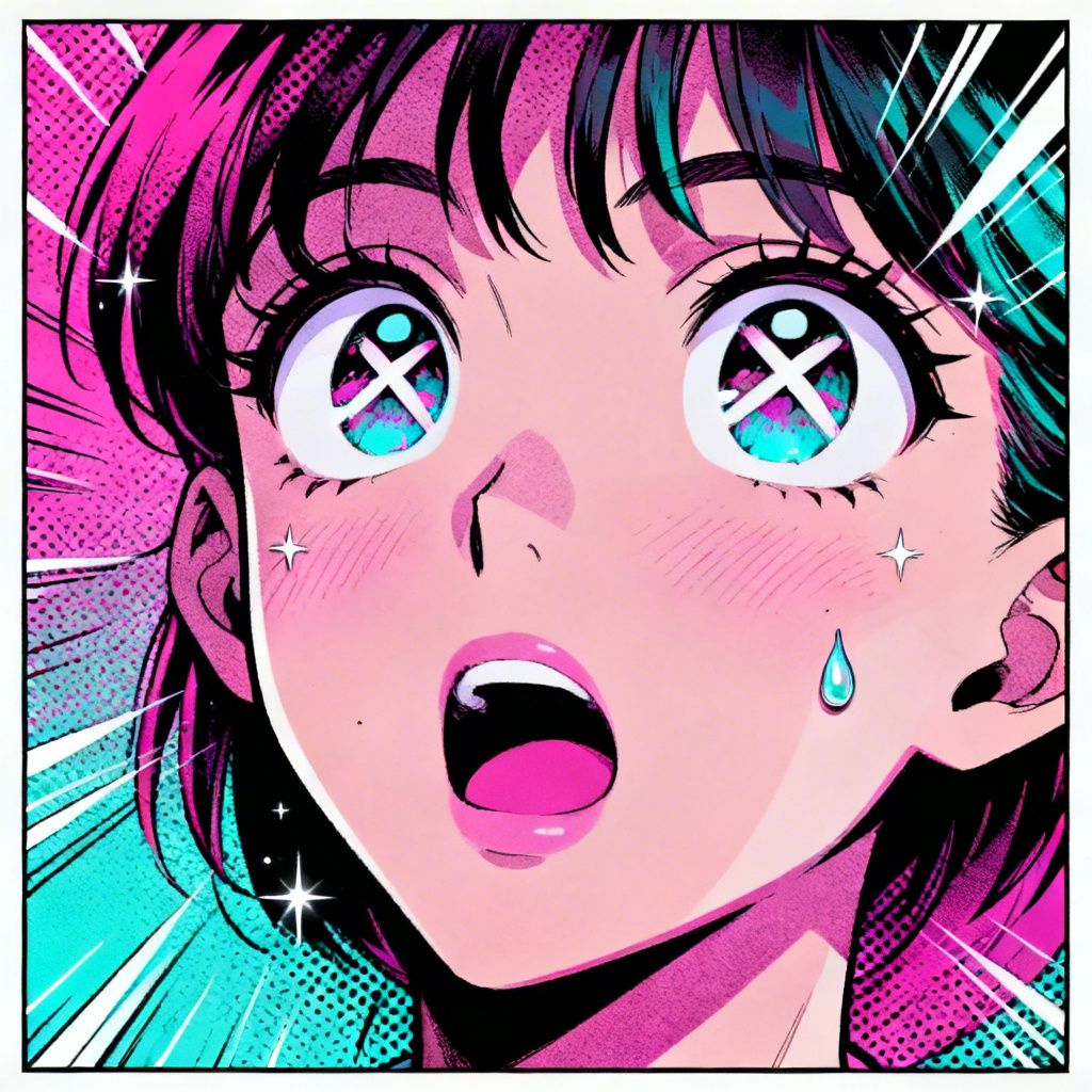 AI manga comic panel ahegao shock face
