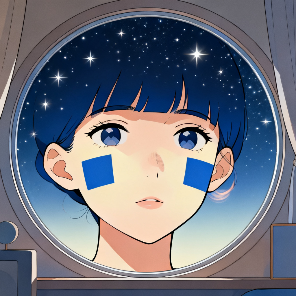 AI ENA OC gazing through celestial window