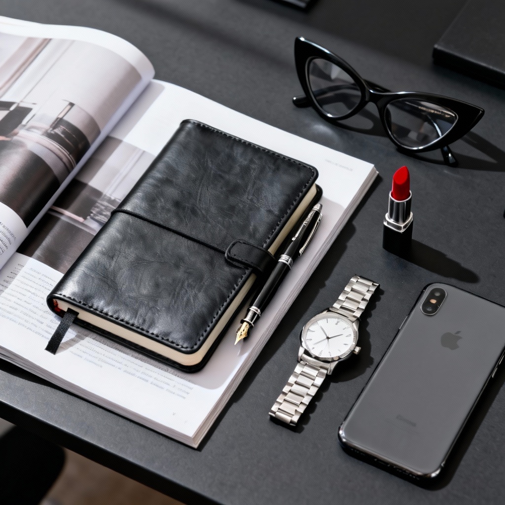 AI office siren desk flat lay accessories