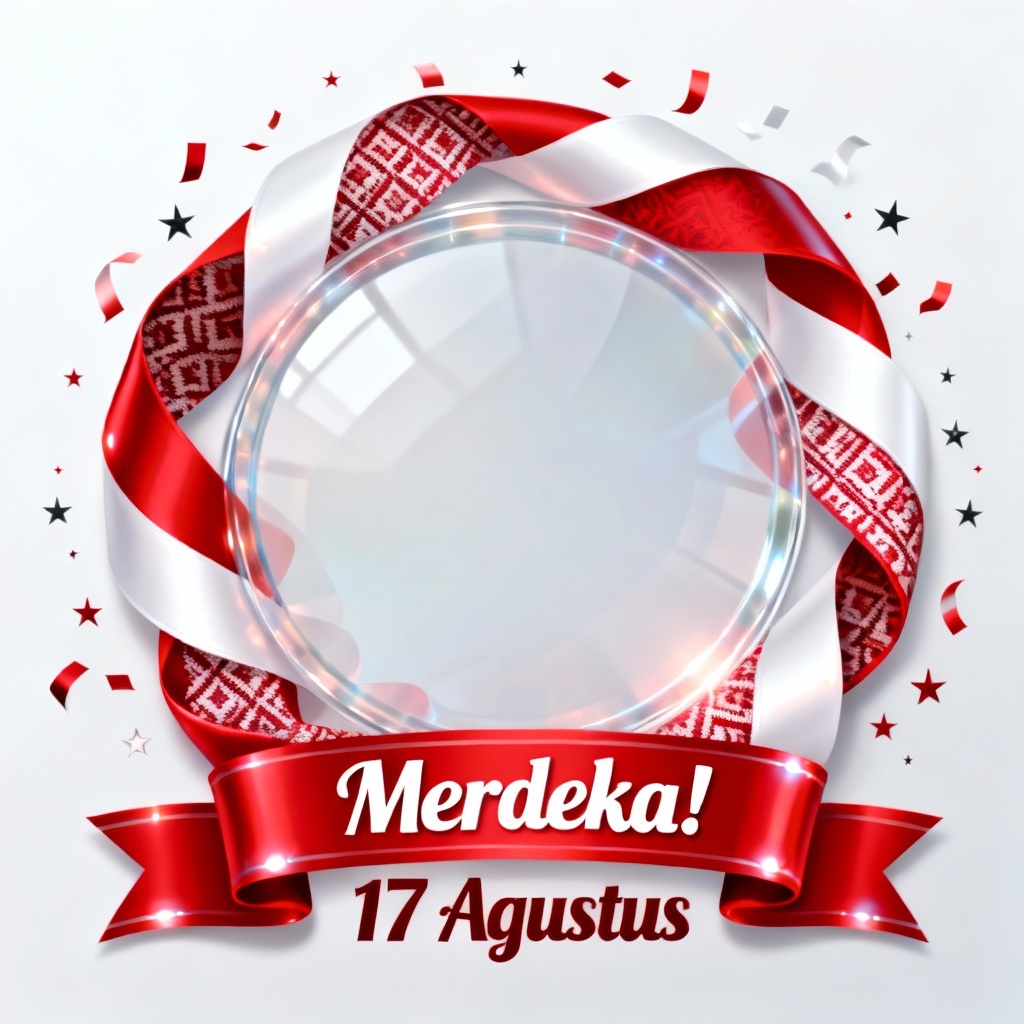 AI twibbon frame Merah Putih with confetti