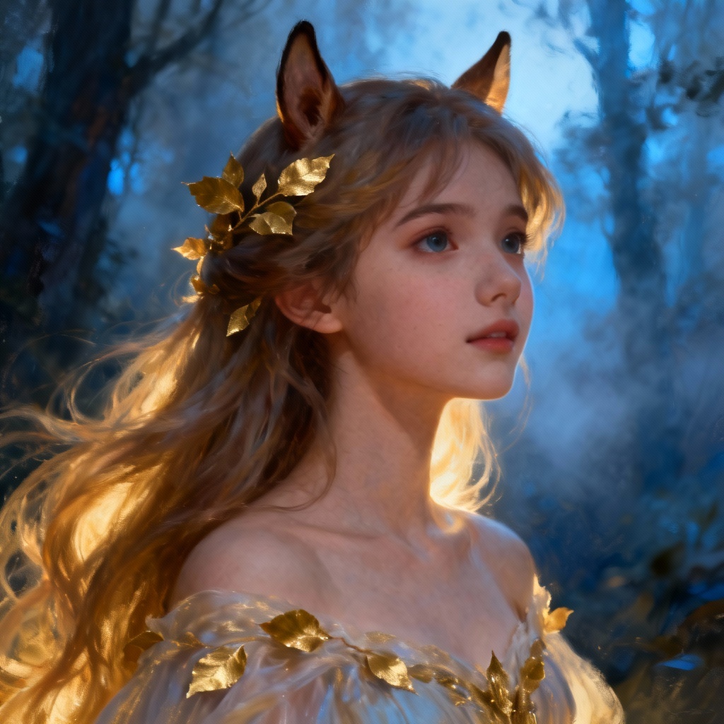 AI fantasy portrait with elegant cute horse ears