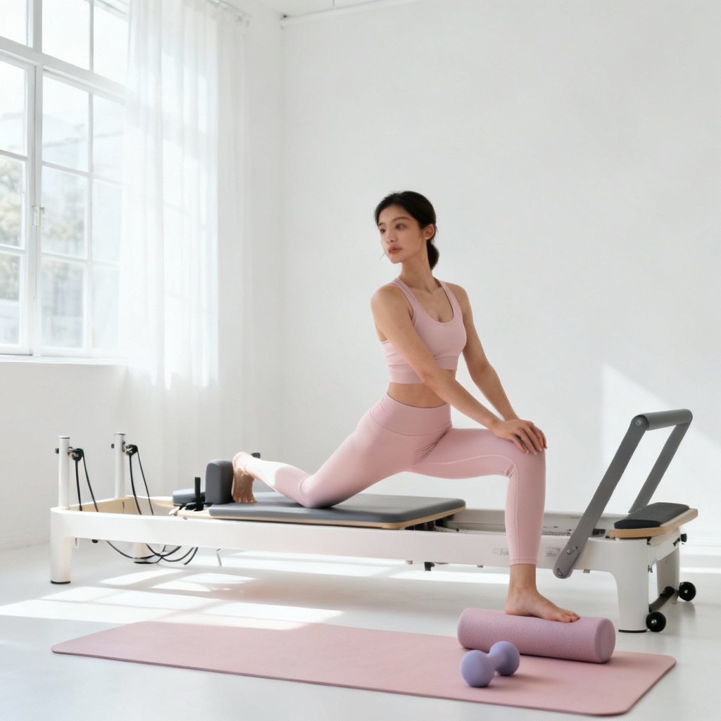 AI Pilates gym girl minimalist studio aesthetic
