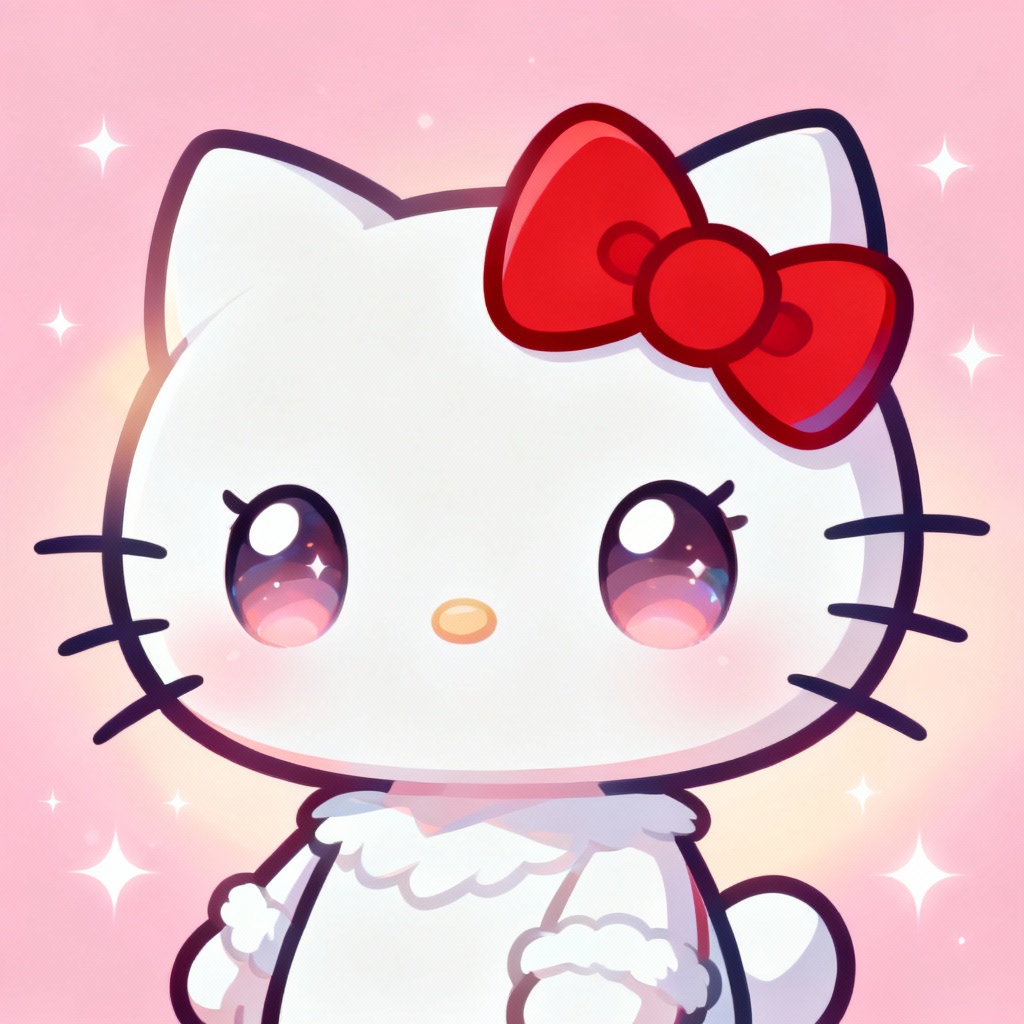 AI Hello Kitty Style Pastel Bow Selfie