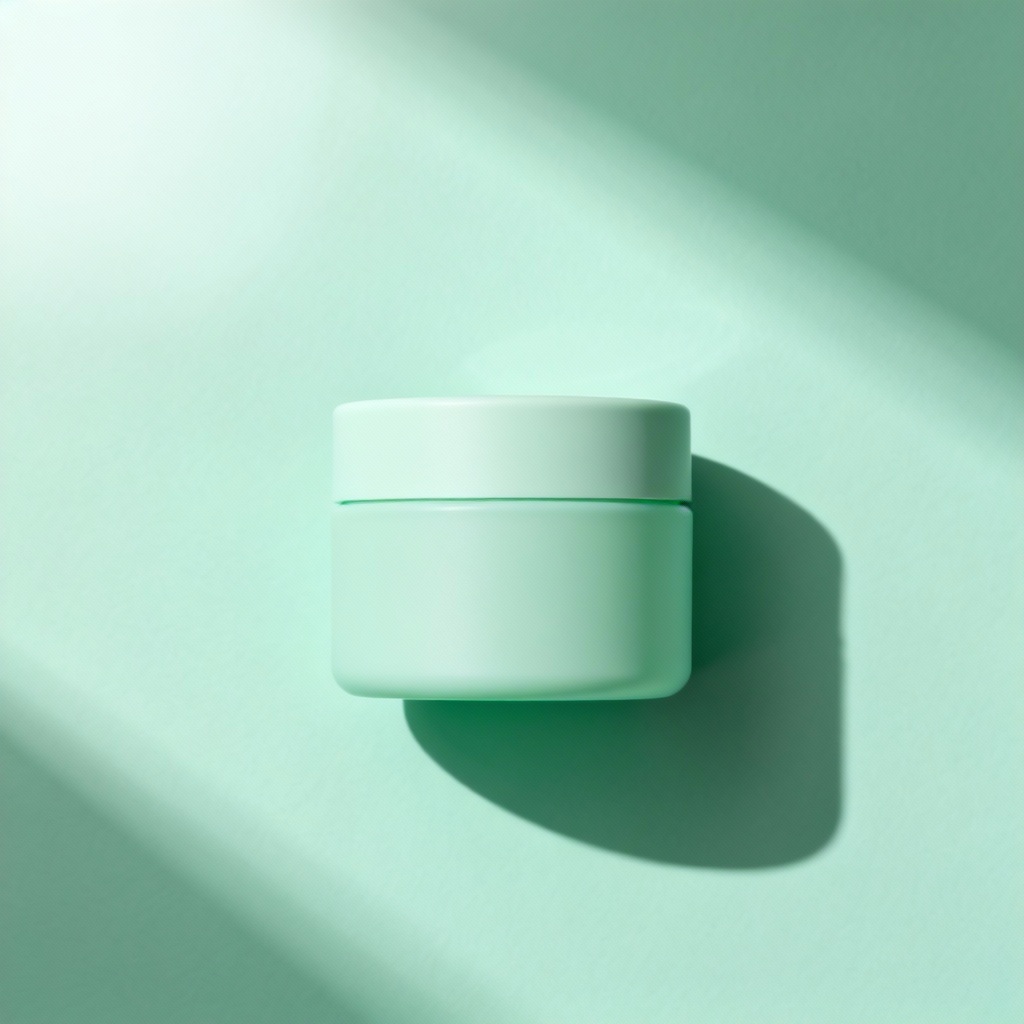 AI product flat lay with clean green aesthetic