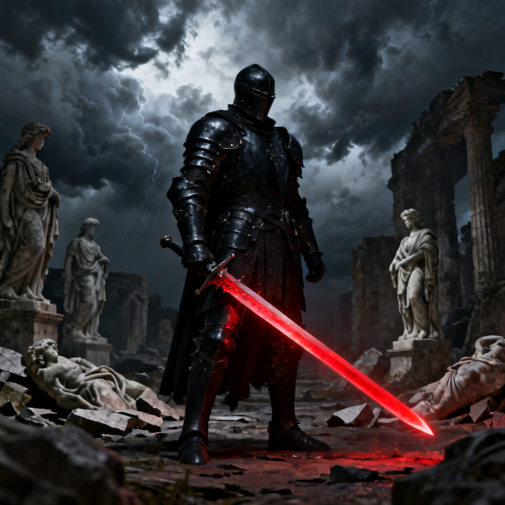 AI Dark Knight in Ruins fantasy character