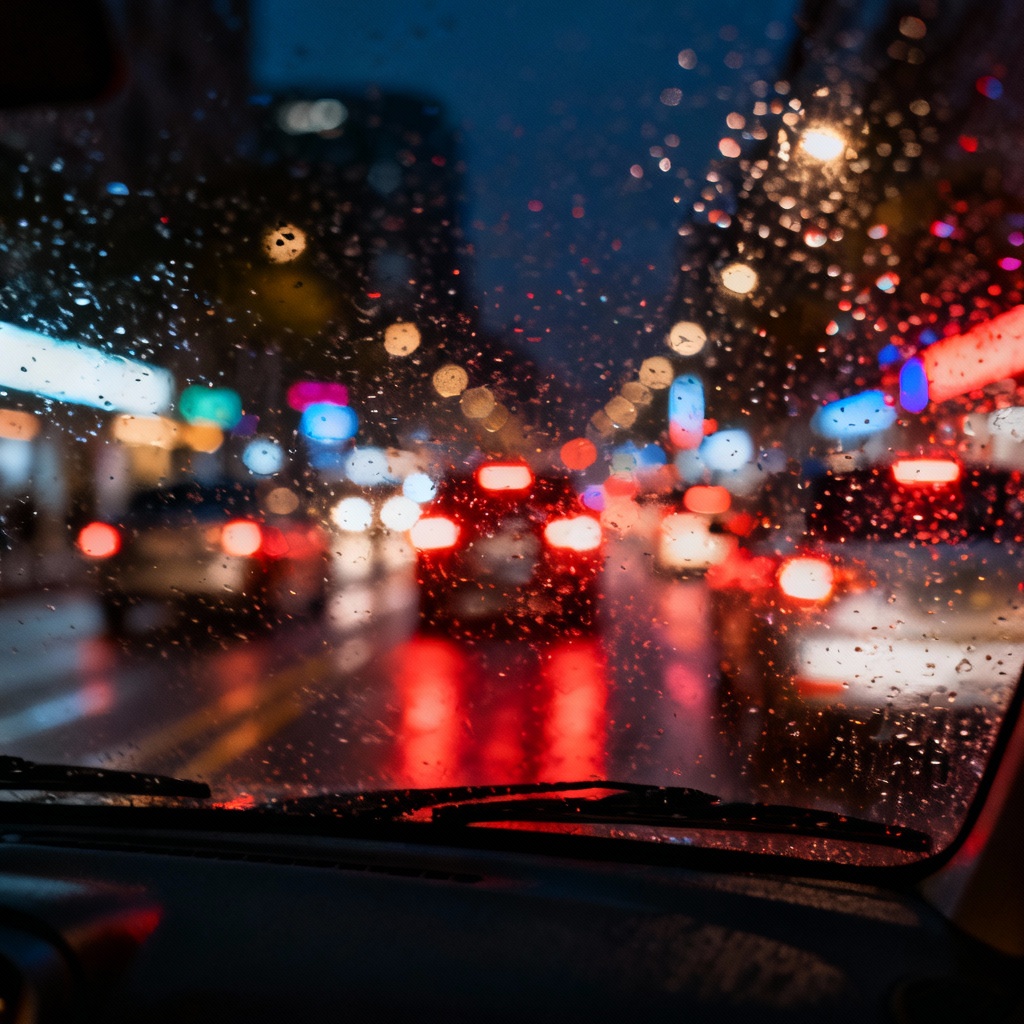 AI Rainy City Dashcam Scene
