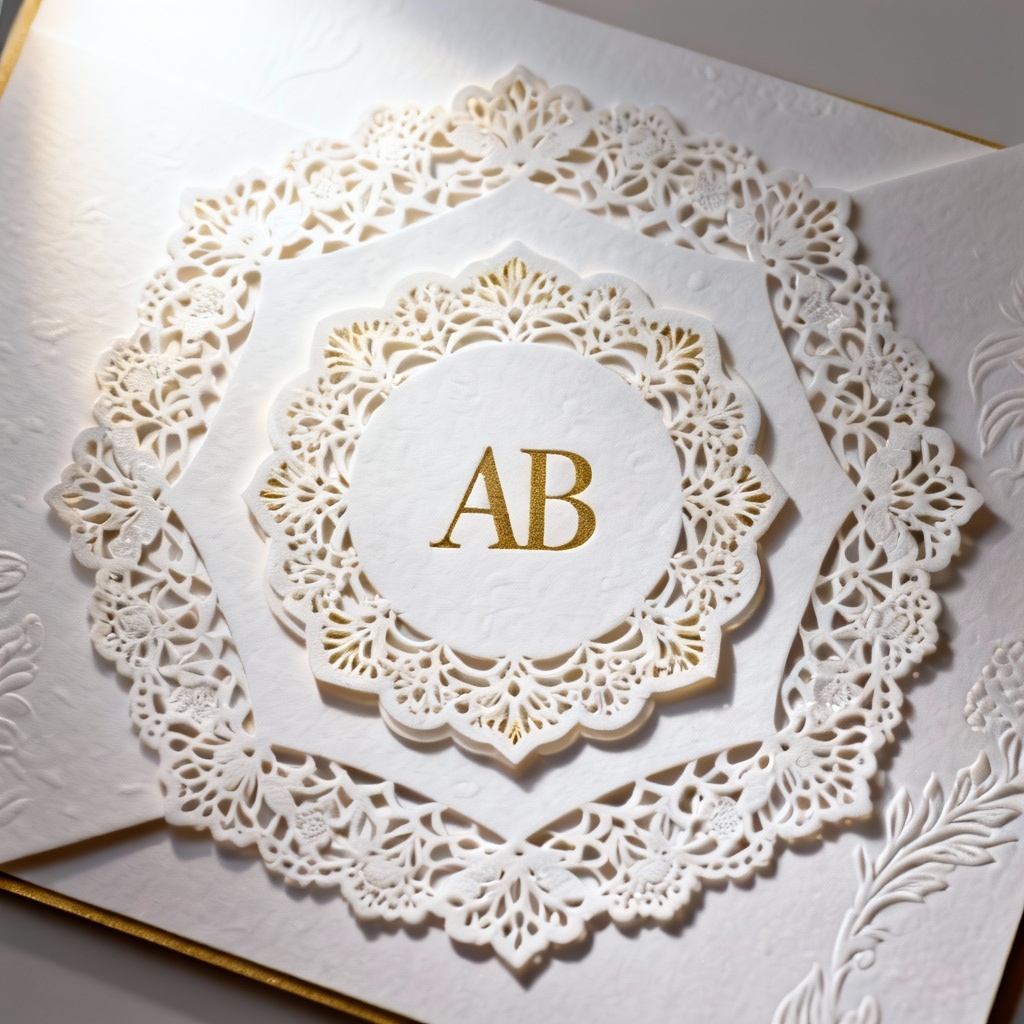 AI layered papercut wedding invitation frame design