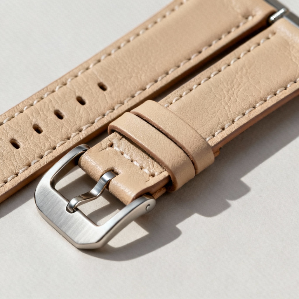 AI vegan leather watch strap in sand beige