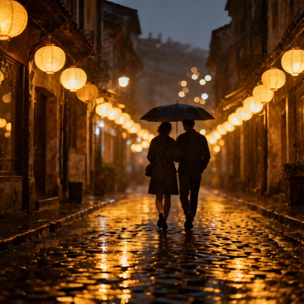 AI Hoi An lantern festival street at night