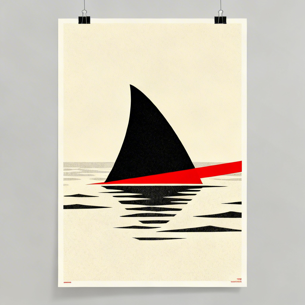 AI Jaws Movie Poster Minimalist Graphic