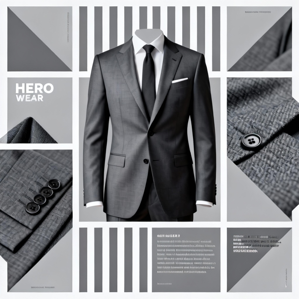 AI menswear tailoring feature with sharp suits and strong grid