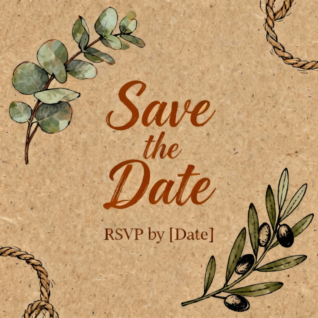 AI Rustic Greenery Wedding Invitation