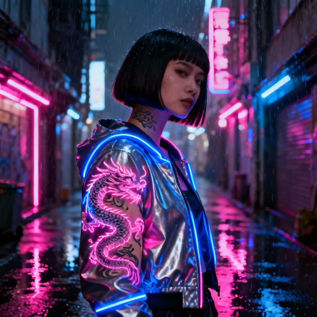 AI Cyberpunk Tattoo Girl