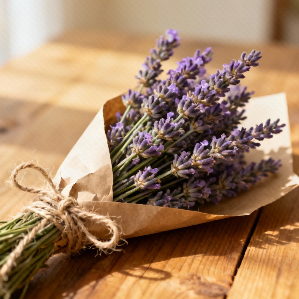 AI Rustic Lavender Bouquet Tied With Twine