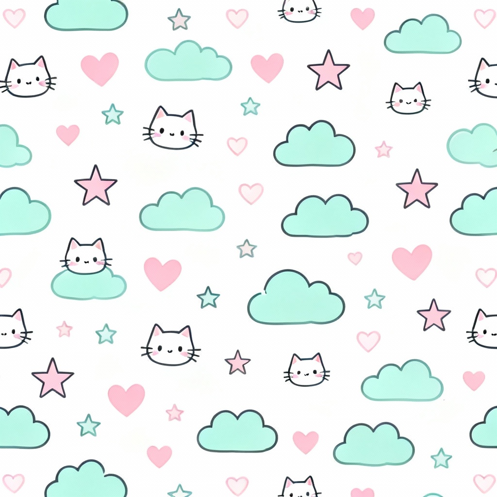 AI kawaii pastel pattern aesthetic wallpaper
