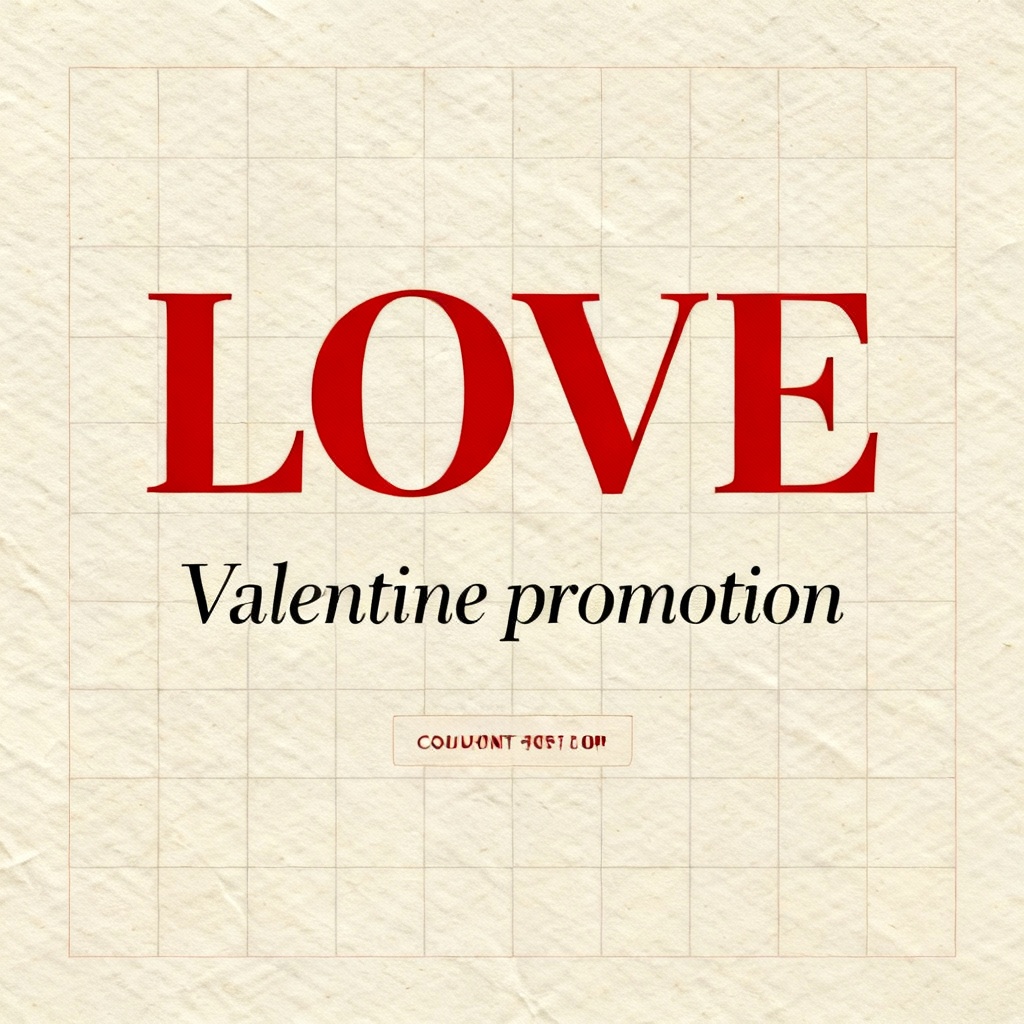AI Minimal Typographic Valentine Promotion Poster with clean grid