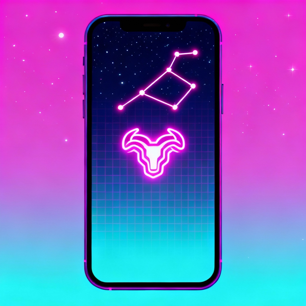Neon Capricorn constellation phone wallpaper