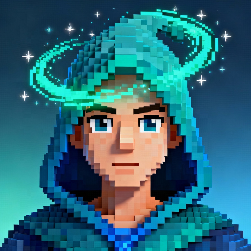 Minecraft PFP pixel mage avatar with spell effect