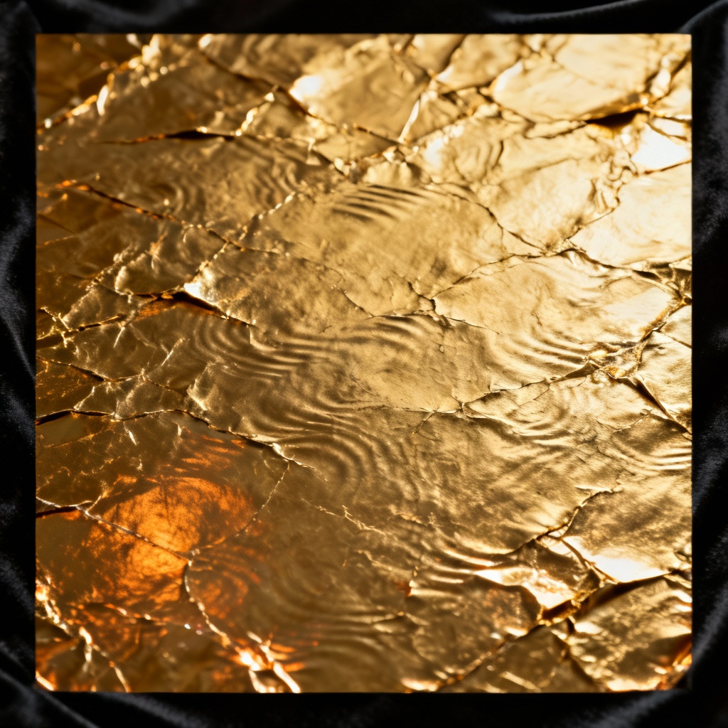 AI seamless rippled gold foil texture