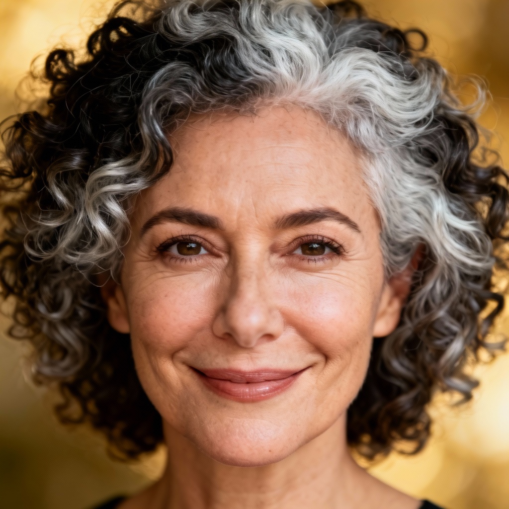 AI curly salt and pepper afro look