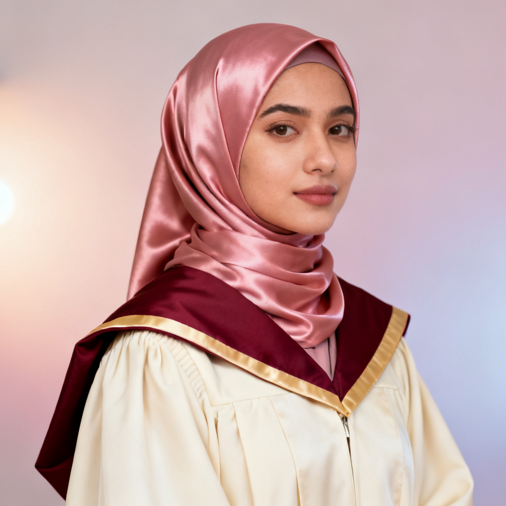 AI Pastel Studio Hijab Graduation Portrait