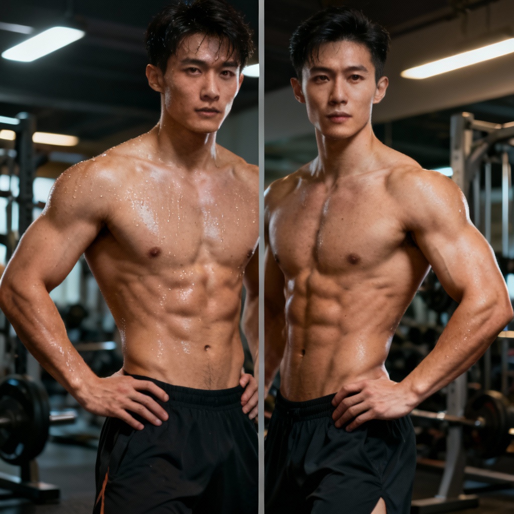 AI fitness transformation body swap comparison