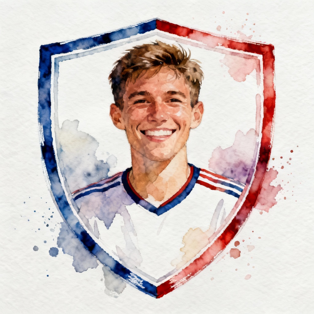 Watercolor football avatar with abstract shield frame
