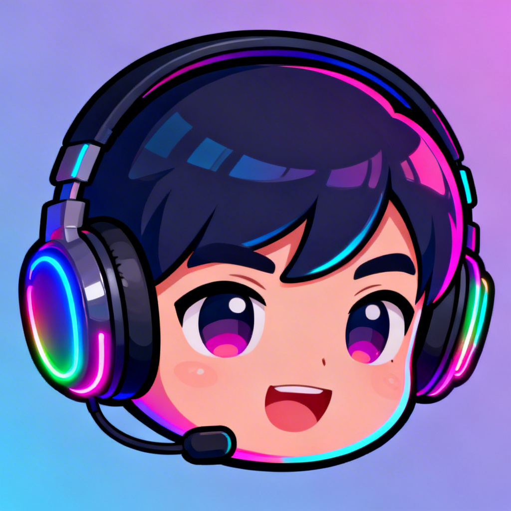 AI big head neon gamer cartoon avatar