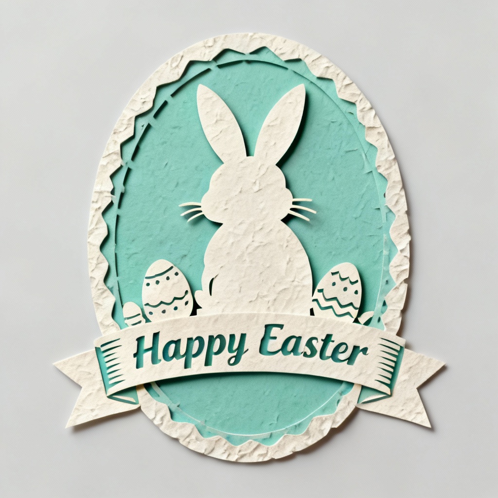 AI Vintage Paper-Cut Bunny Sticker