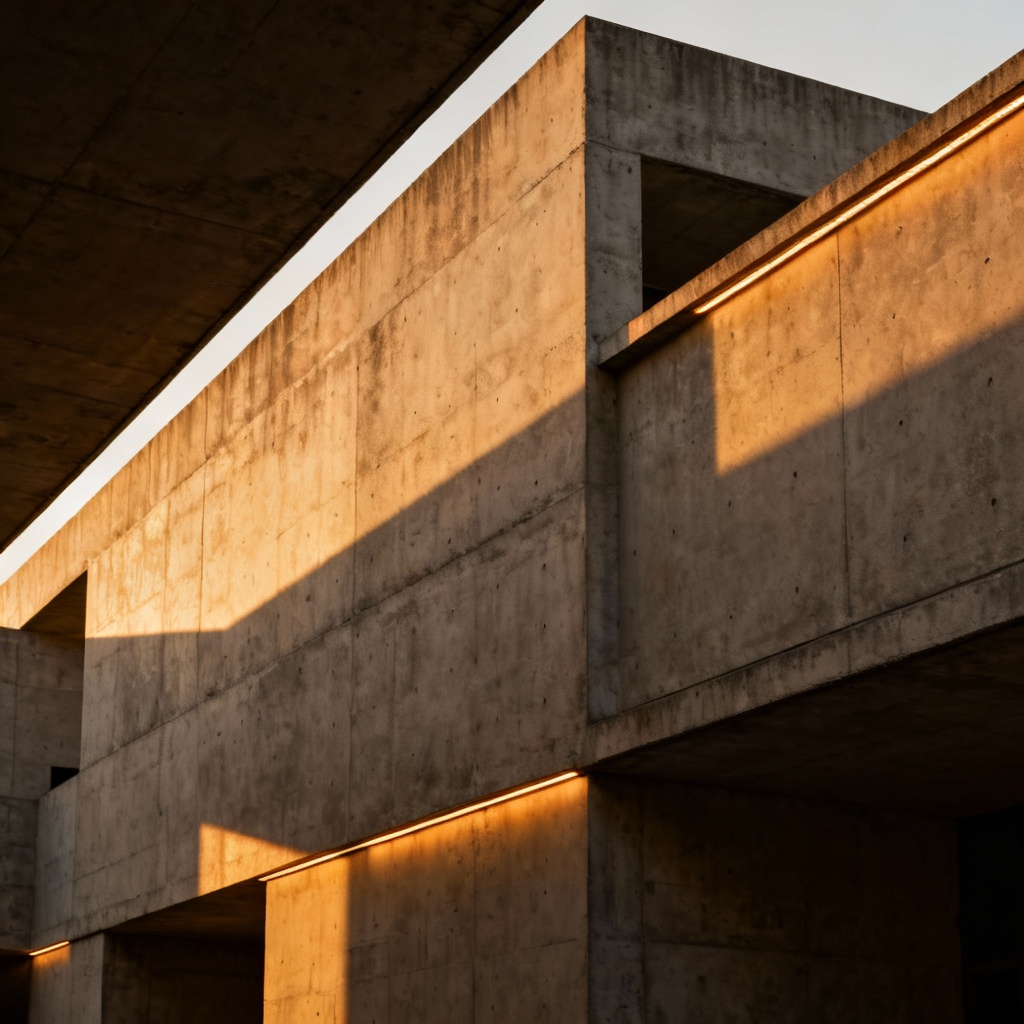Brutalist architecture at golden hour