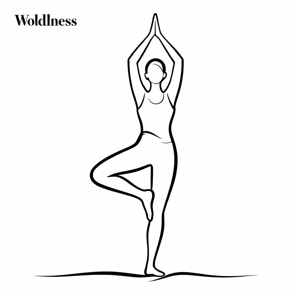 AI yoga pose contour line art