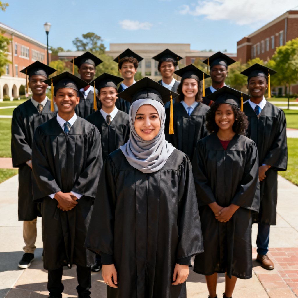 AI Group Graduation Photo With Hijab