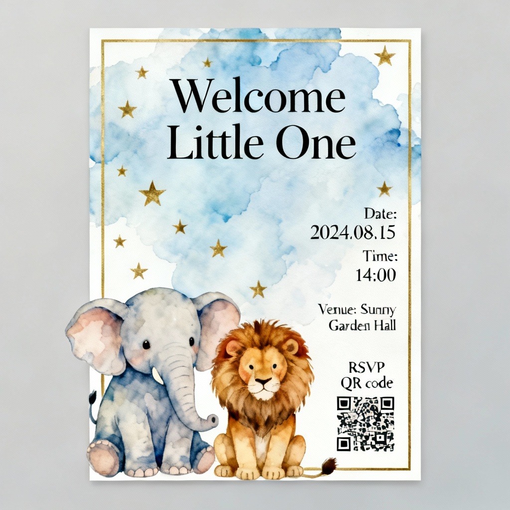 Blue safari baby boy shower invitation with animals