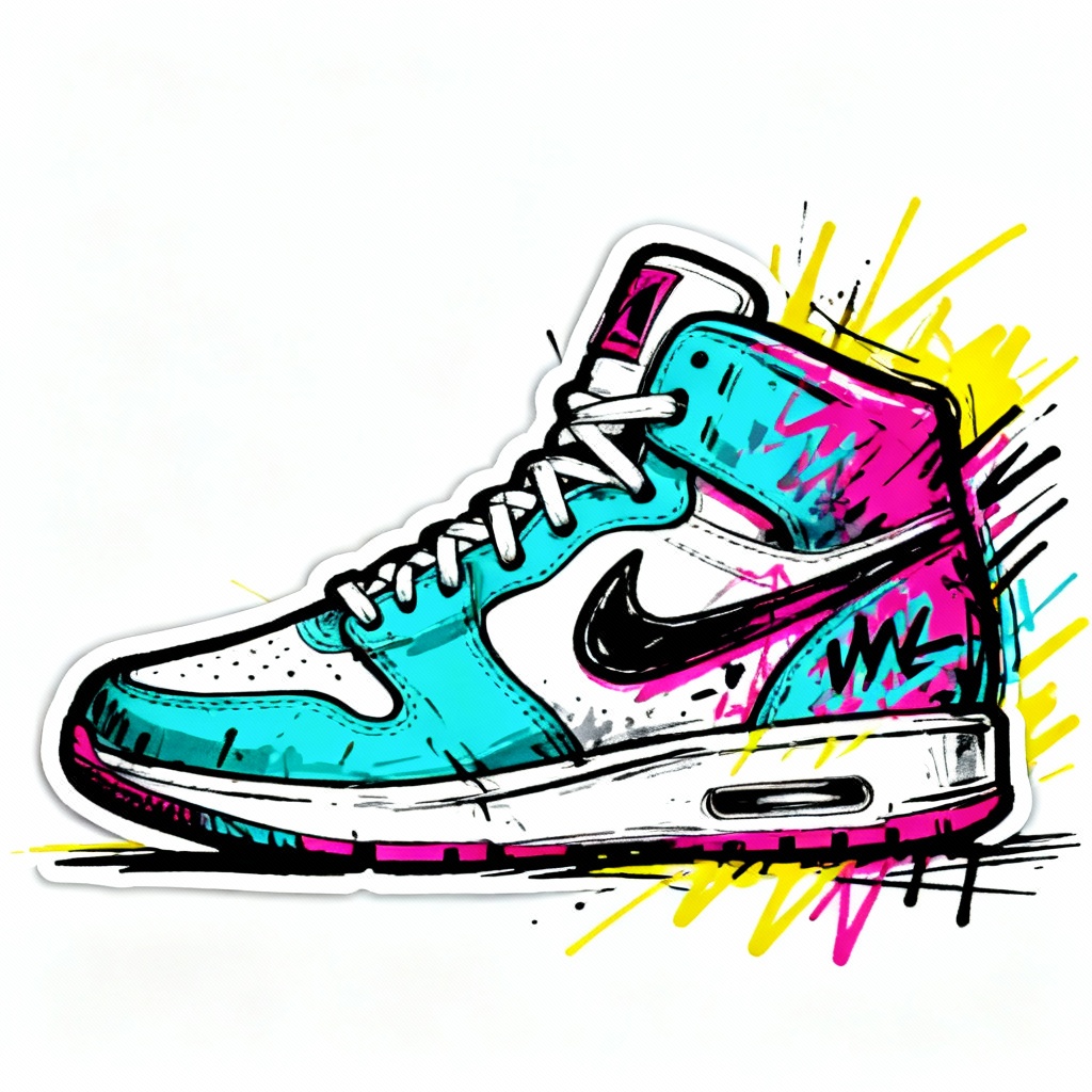AI colorful graffiti sneaker marker sketch